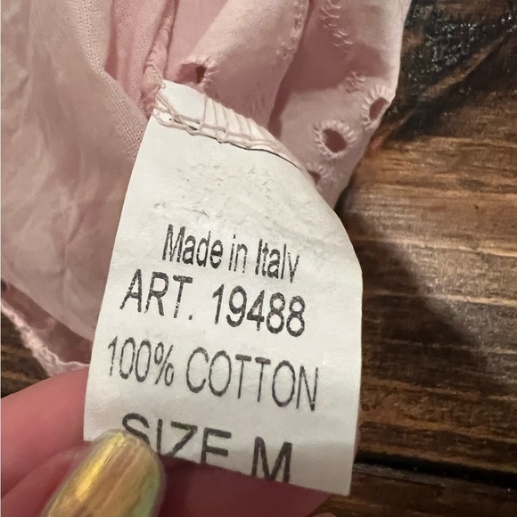 Valentina Naldi Pink Eyelet Ruffle Sleeve Top, size M, made in Italy, EUC - Picture 6 of 9